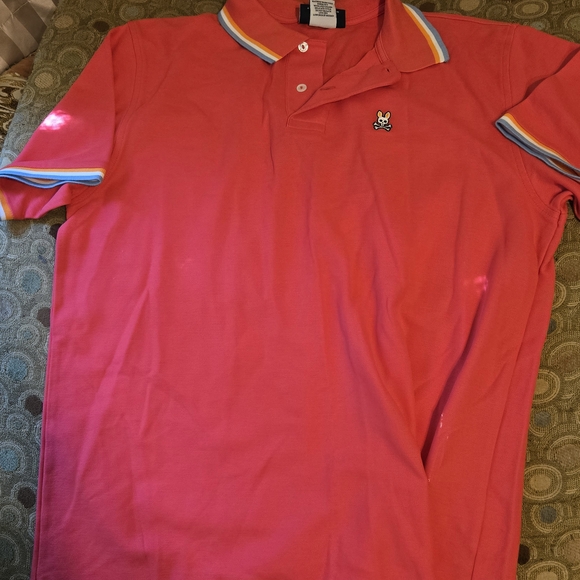 Psycho Bunny Other - Psycho Bunny Vibrant Pink Polo with Multicolor Trim
